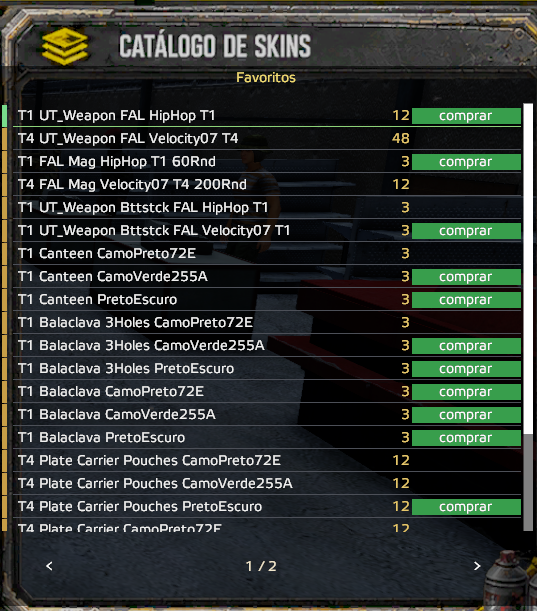 Catálogo de skins com preços no SkinStore