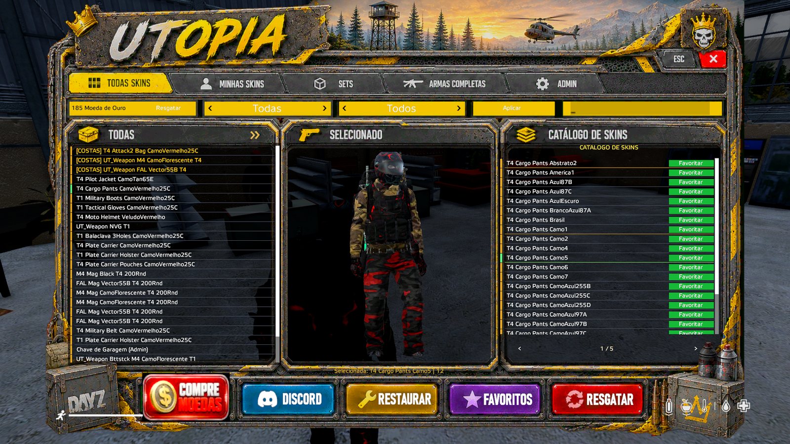 Painel de skins Utopia — SkinStore no jogo